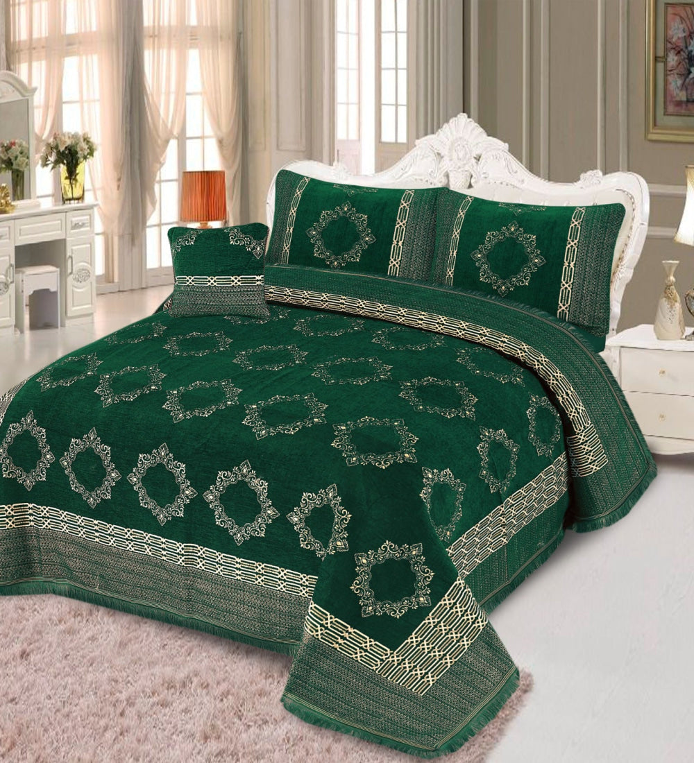 4 Pcs Velvet jecard Bedsheet Set MS-34 Bed Sheets