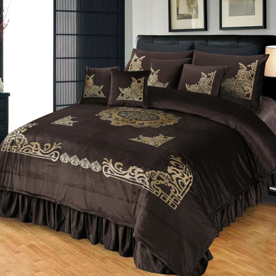 9 Pcs Embossed Velvet Bridal Bed Set Ev - 01 Sheets