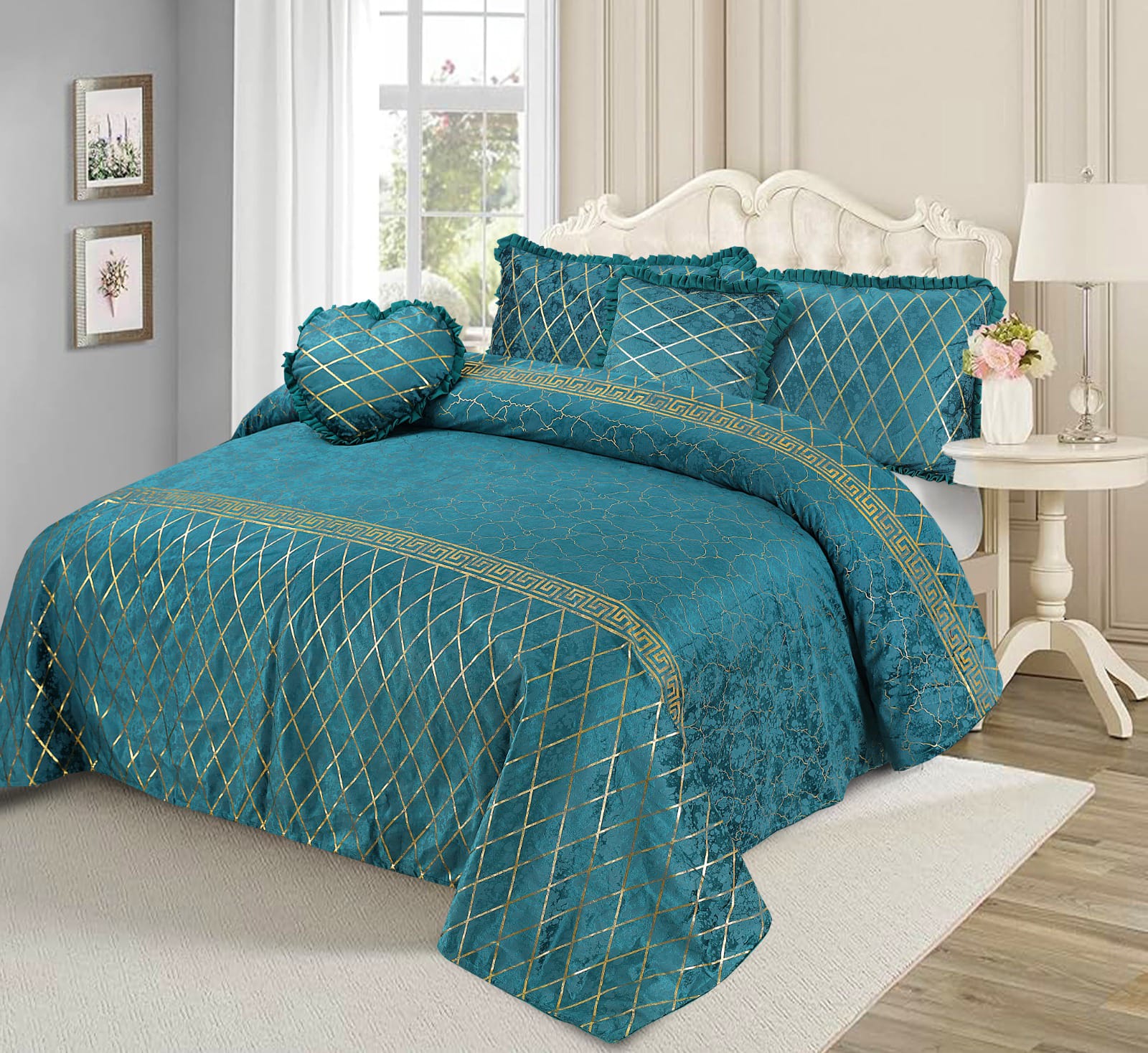 Mardian 5pc Fancy Plated Bedsheet Set 1916