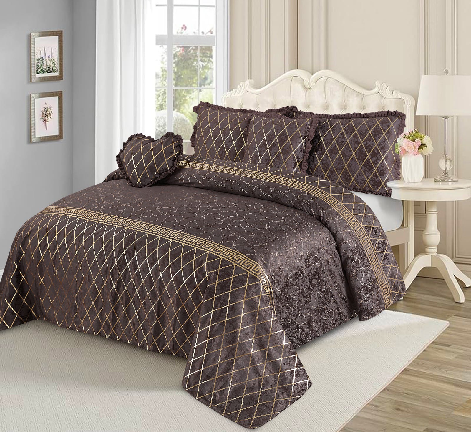 Mardian 5pc Fancy Plated Bedsheet Set 1912