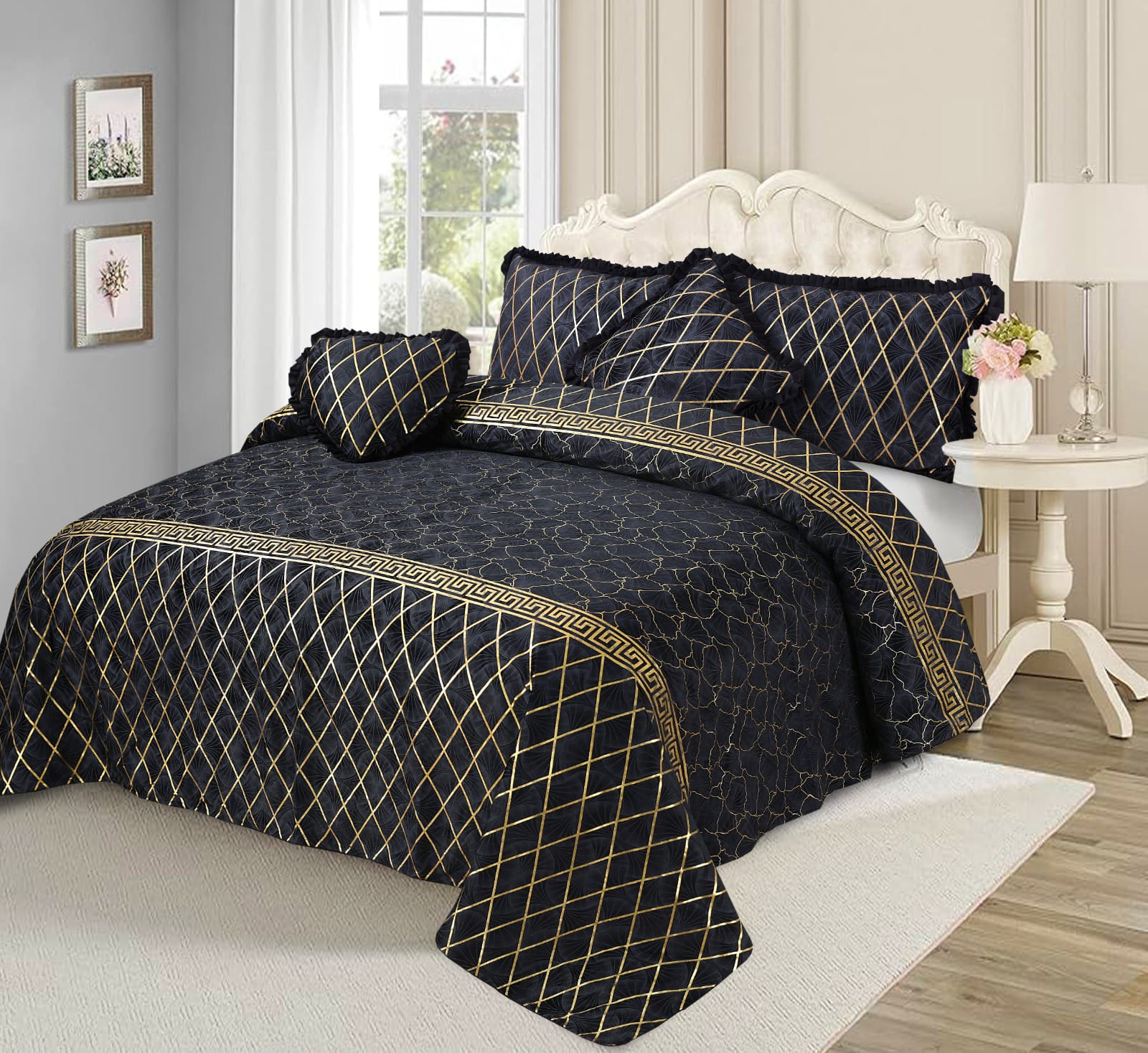 Mardian 5pc Fancy Plated Bedsheet Set 1915