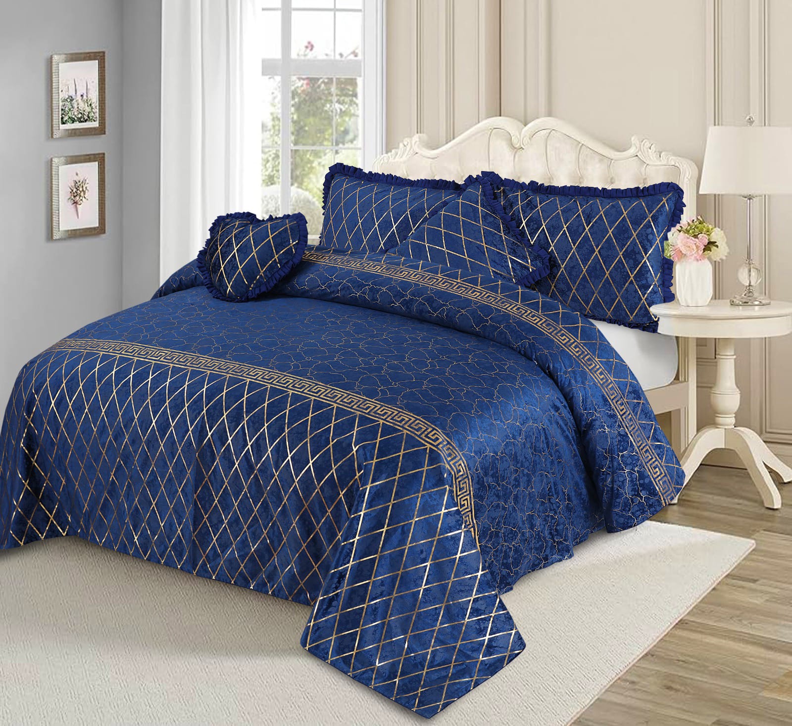 Mardian 5pc Fancy Plated Bedsheet Set 1913