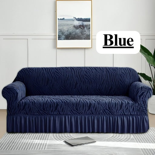 Zebra Style Velvet Sofa Cover﹙ Blue ﹚