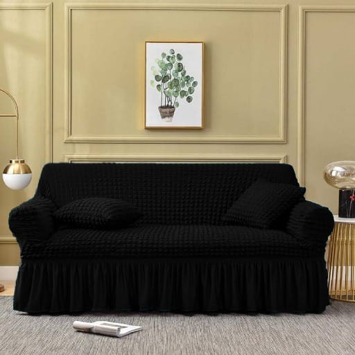 Bubble Mesh Quilted Sofa Cover﹙Black﹚