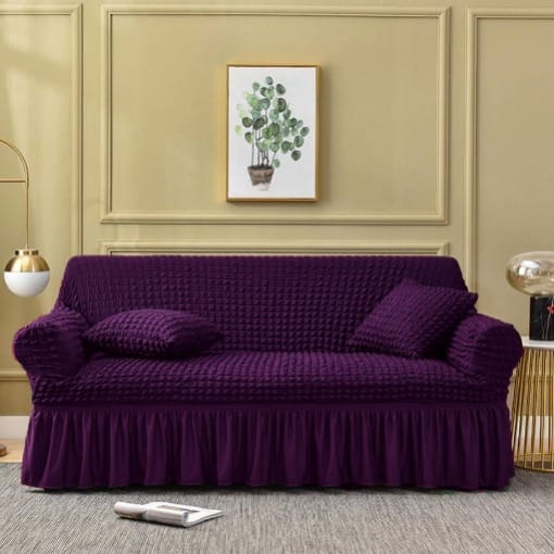 Bubble Mesh Quilted Sofa Cover﹙Purple ﹚