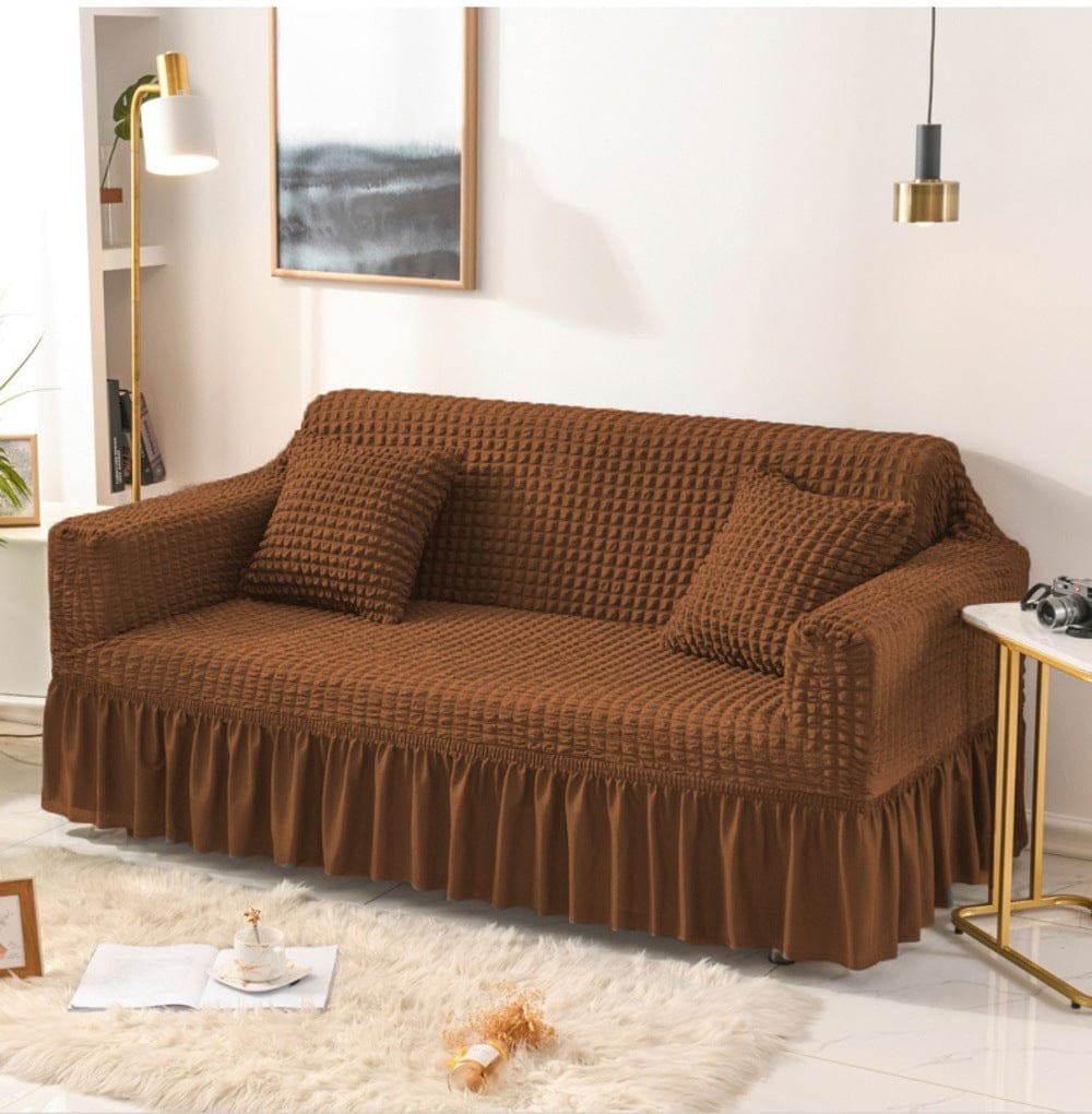 Bubble Mesh Quilted Sofa Cover﹙Dark Brown ﹚