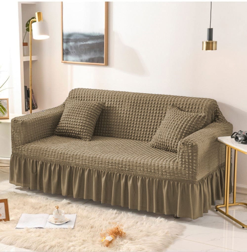 Bubble Mesh Quilted Sofa Cover﹙Light Brown ﹚