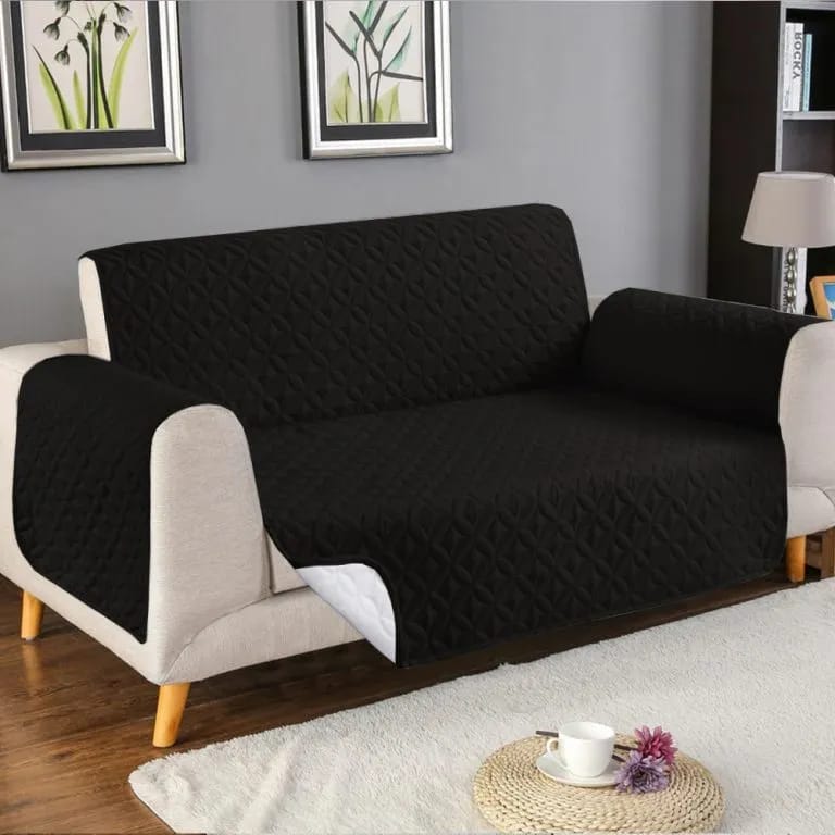 Ultrasonic Cotton Quilted Sofa Cover﹙ Black﹚