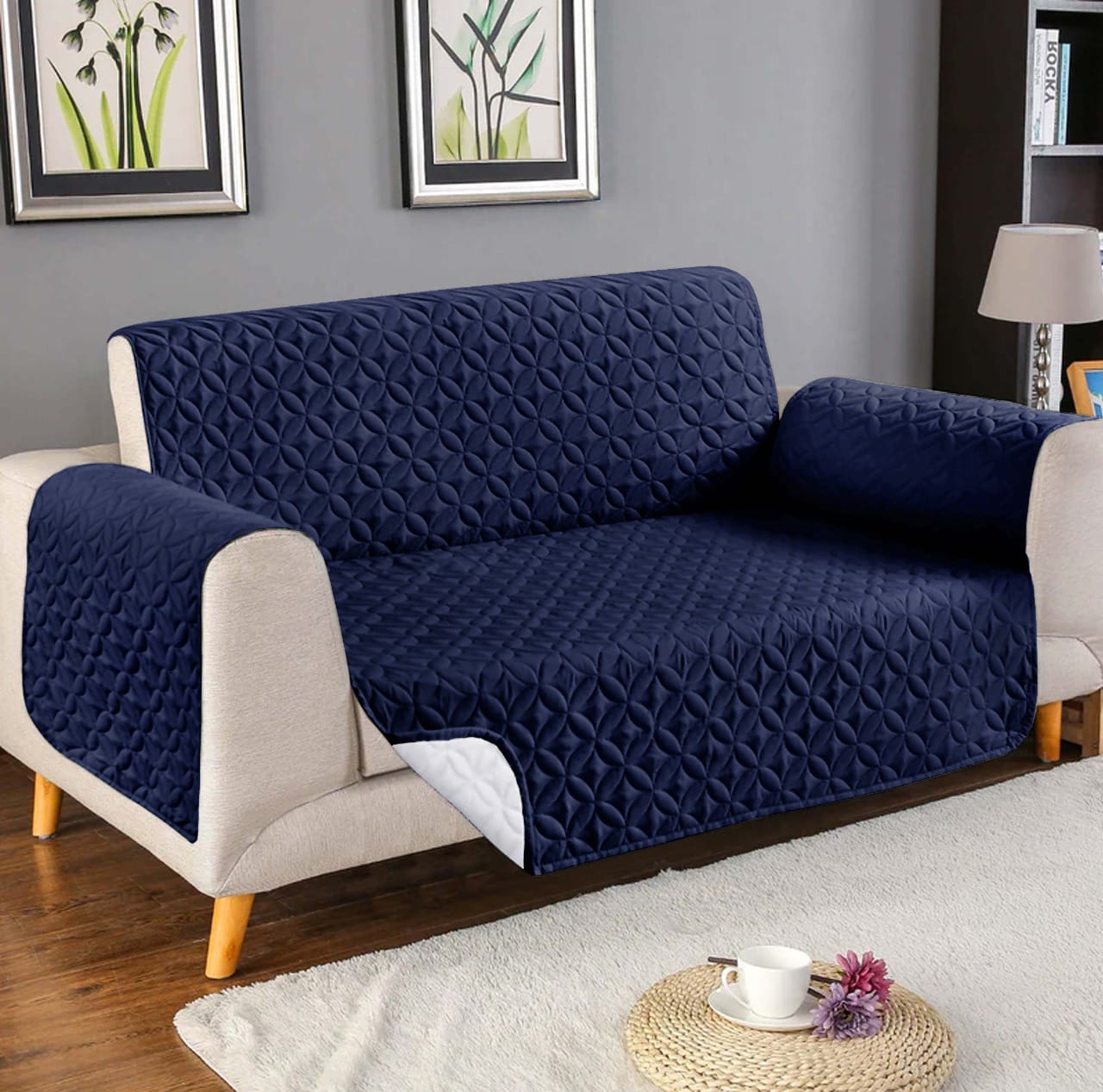 Ultrasonic Cotton Quilted Sofa Cover﹙ Blue﹚