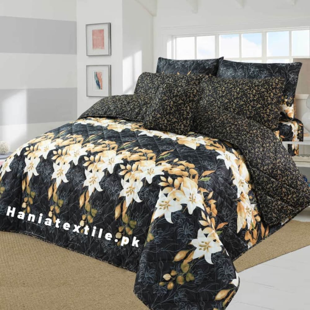 Black Florine Comforter Set 7 Pcs D-821 Quilts & Comforters