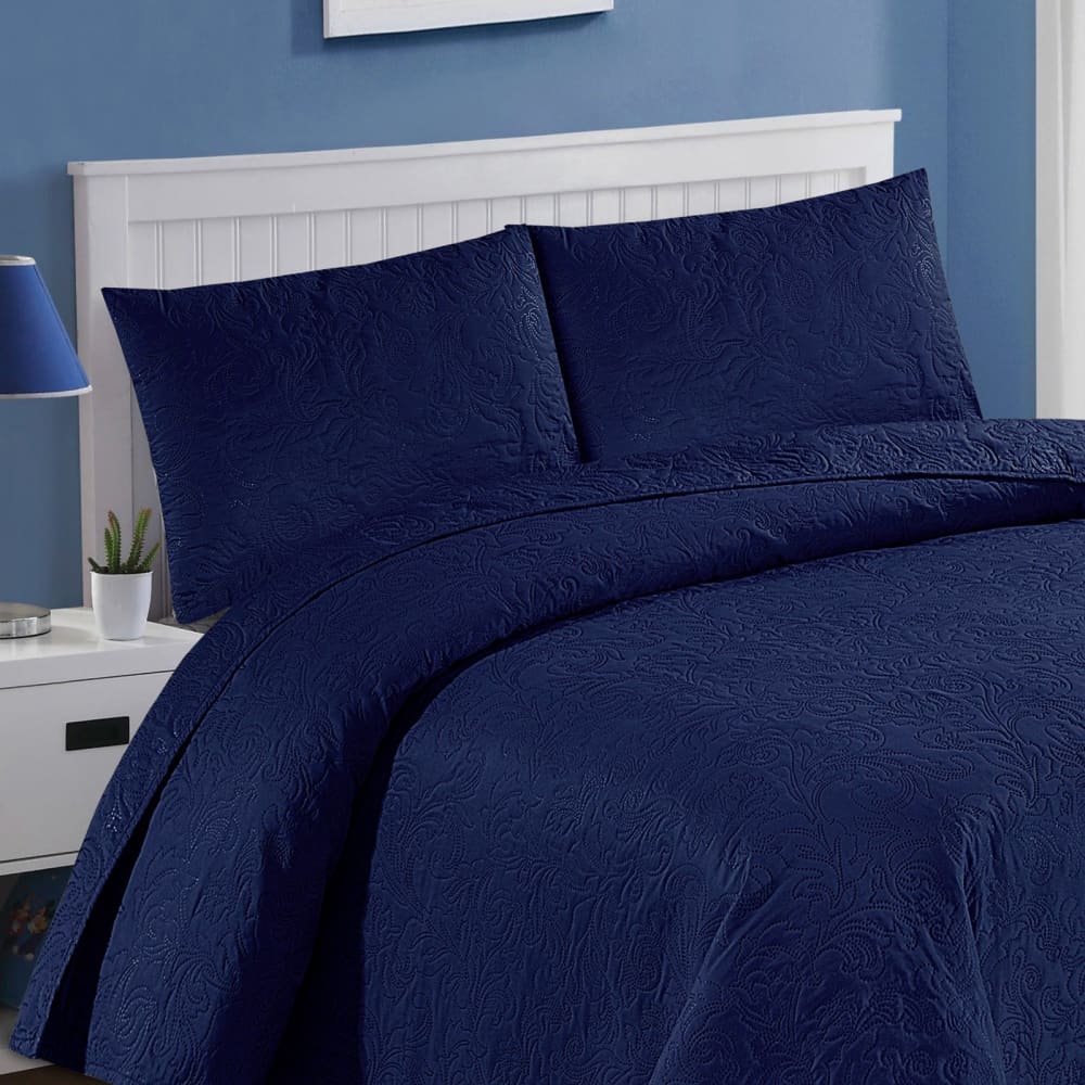 Blue Luxury - Bedspread 3Pc Quilts & Comforters