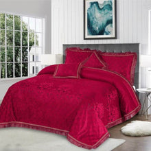 Load image into Gallery viewer, Bridal Velvet Emboss Bed Sheet Set 5 Pcs Design H12 Sheets