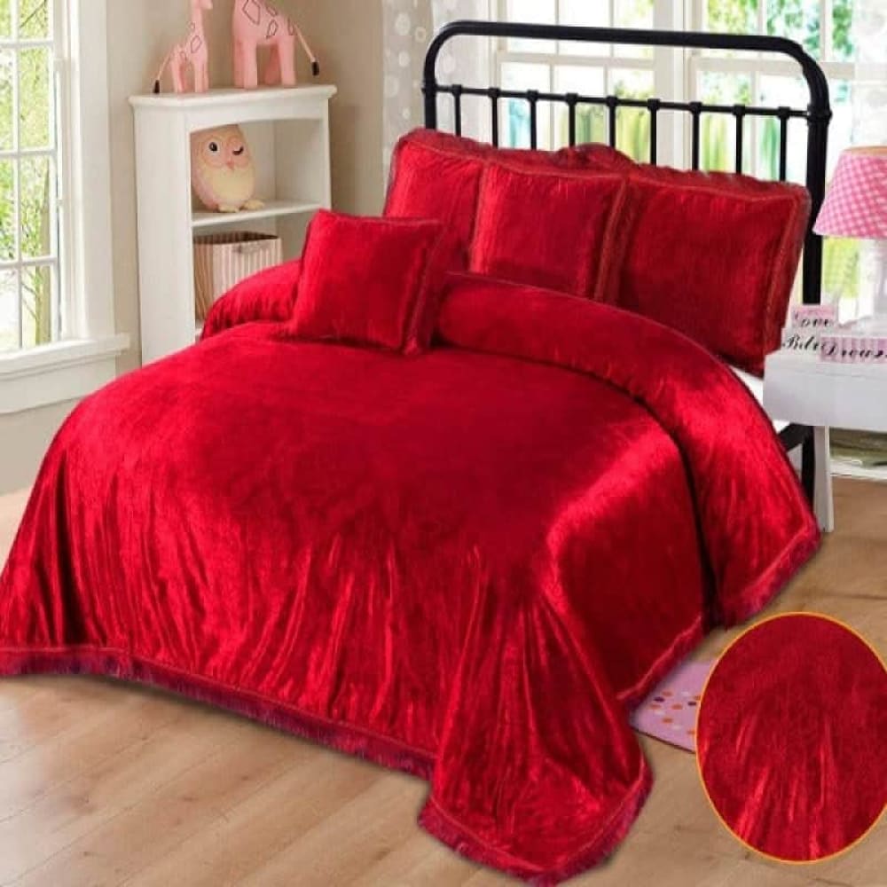 Bridal Velvet Emboss Bed Sheet Set 5 Pcs Design H16 Sheets
