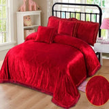 Bridal Velvet Emboss Bed Sheet Set 5 Pcs Design H16
