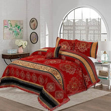Load image into Gallery viewer, Bridal Velvet Jaccard Bed Sheet Set 4 Pcs Design Ak03 Sheets