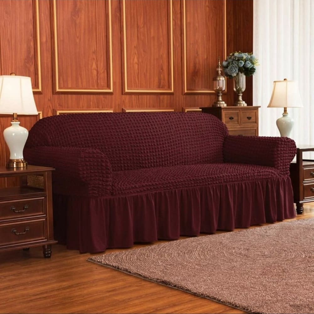Bubble Mesh Quilted Sofa Cover﹙Maroon ﹚ Quilts & Comforters