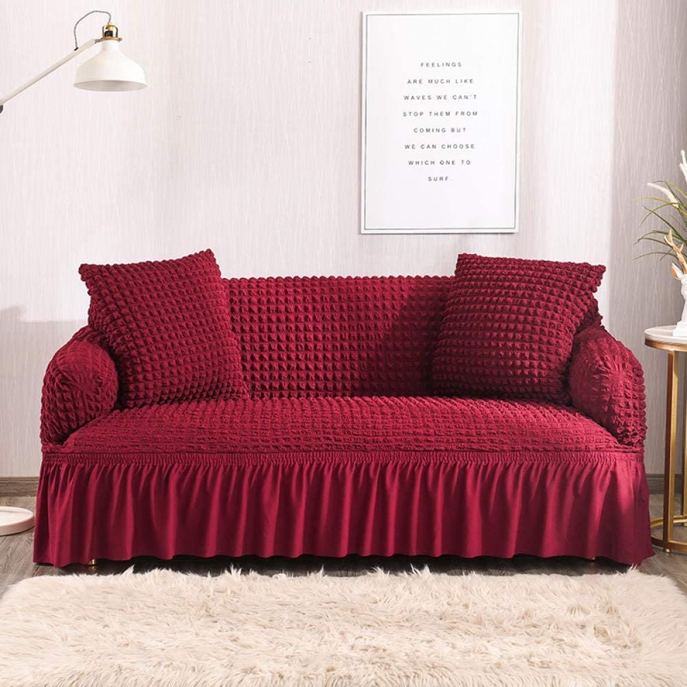 Bubble Mesh Quilted Sofa Cover﹙Maroon ﹚ Quilts & Comforters