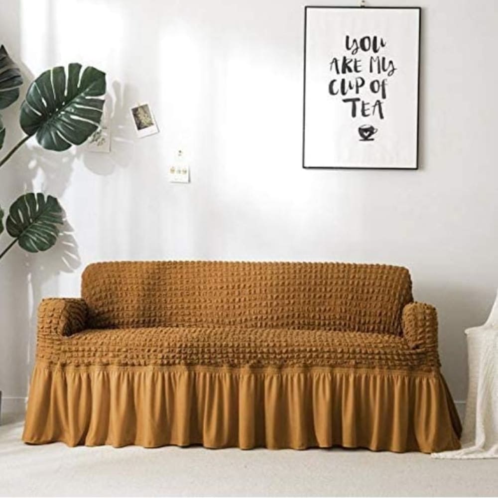 Bubble Mesh Quilted Sofa Cover﹙Mustard ﹚ Quilts & Comforters