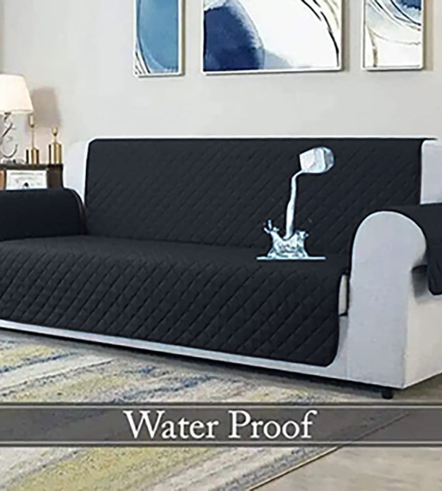 Waterproof Cotton Quilted Sofa Cover ﹙ Black ﹚ Quilts & Comforters