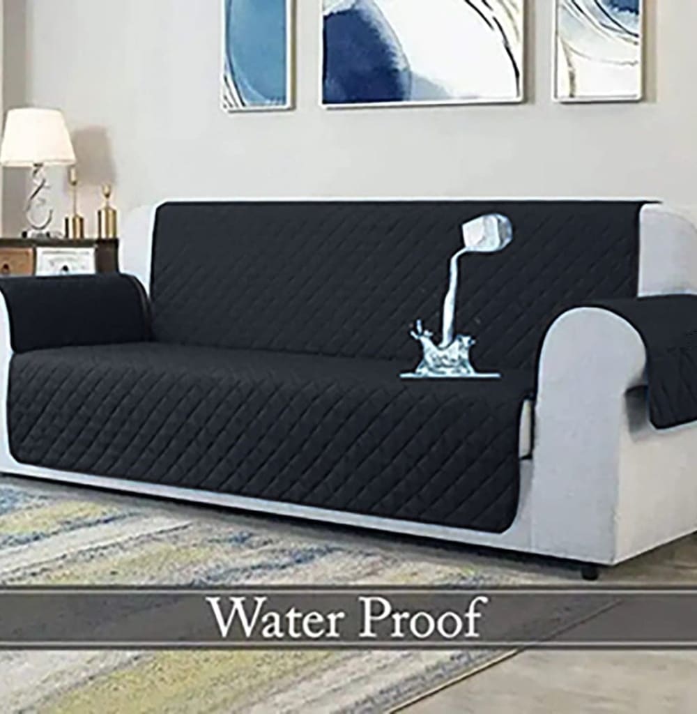 Waterproof Cotton Quilted Sofa Cover ﹙ Black ﹚ Quilts & Comforters