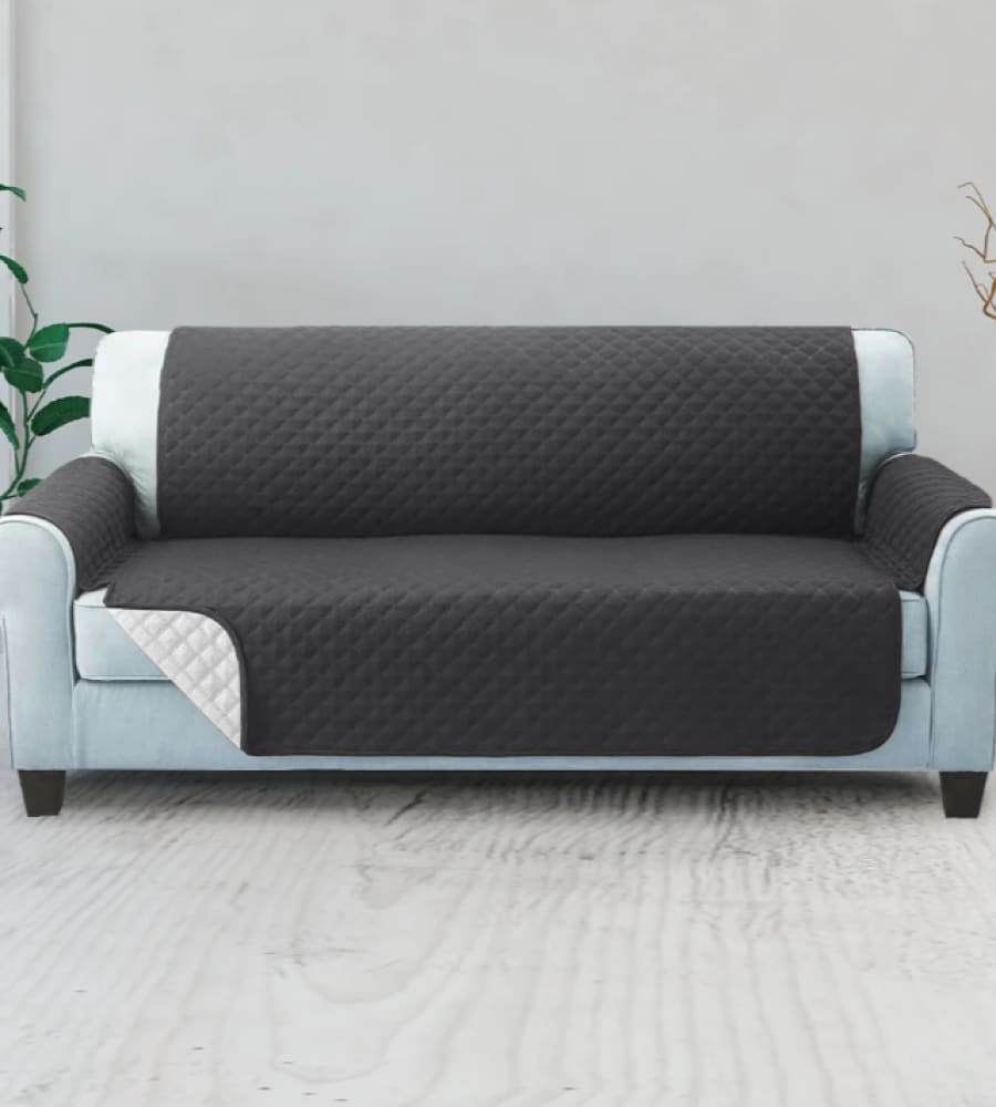Cotton Quilted Sofa Cover ﹙ Black ﹚ Quilts & Comforters