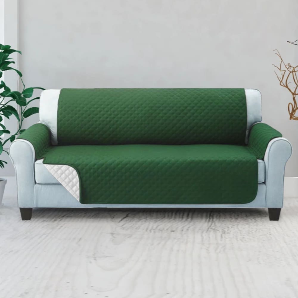 Cotton Quilted Sofa Cover ﹙ Green ﹚ Quilts & Comforters