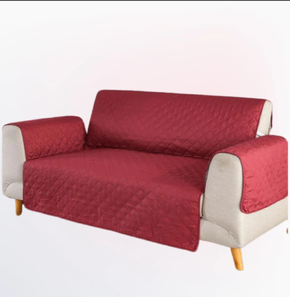 Cotton Quilted Sofa Cover ﹙ Maroon ﹚ Quilts & Comforters