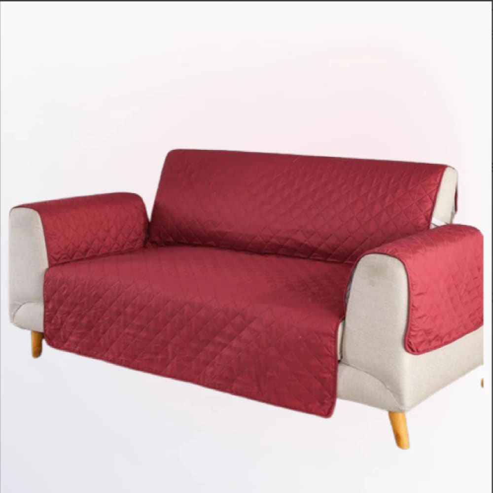 Cotton Quilted Sofa Cover ﹙ Maroon ﹚ Quilts & Comforters
