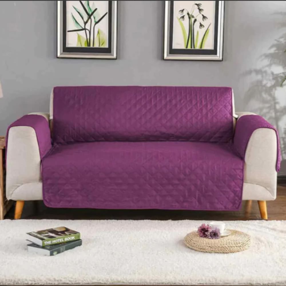 Cotton Quilted Sofa Cover ﹙ Purple ﹚ Quilts & Comforters