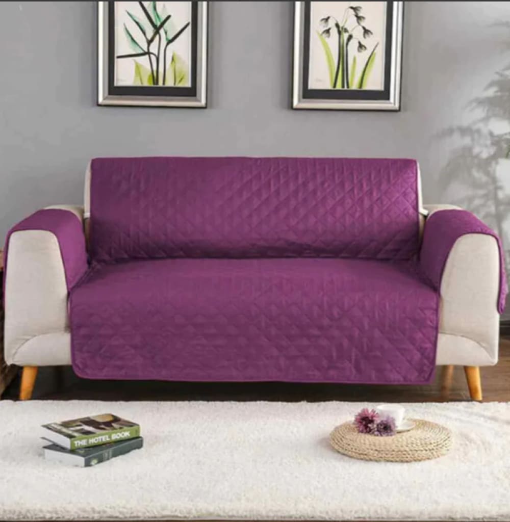 Cotton Quilted Sofa Cover ﹙ Purple ﹚ Quilts & Comforters