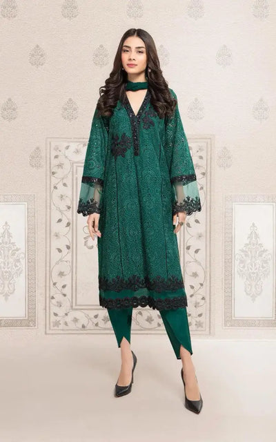 Fc Chikenkari Lawn Embroidered Three Piece Collection (D - 760)Green Apparel