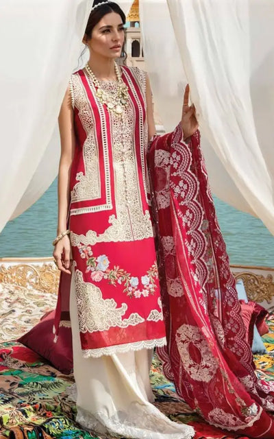 Fc Crimsonn Cr - 05 Red Embroidered Lawn Three Piece Summer Collection Apparel