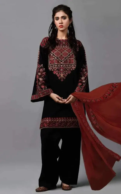 Fc Kayseria Kr - 01 Black Embroidered Lawn Three Piece Summer Collection Apparel