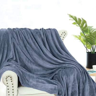 Grey Microfiber Plush Blanket Quilts & Comforters