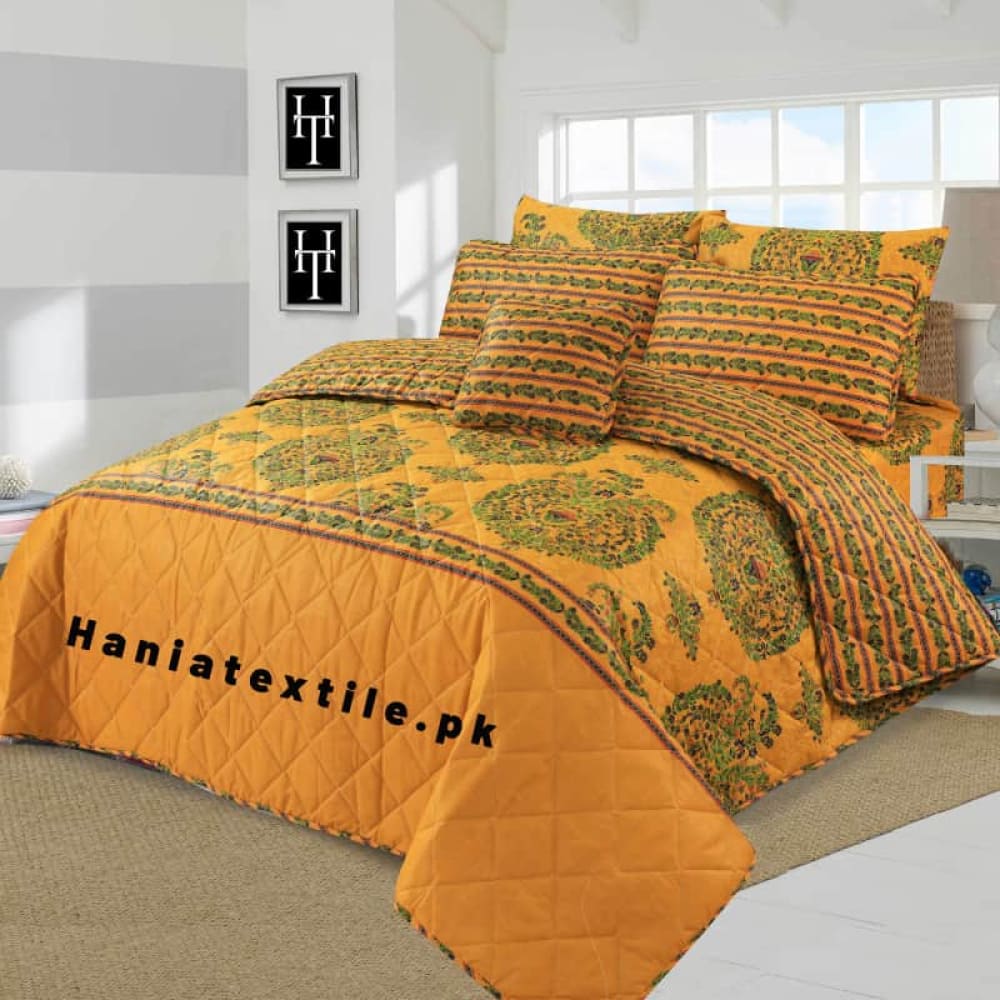 Mustard Motif Comforter Set 7 Pcs D-825 Quilts & Comforters