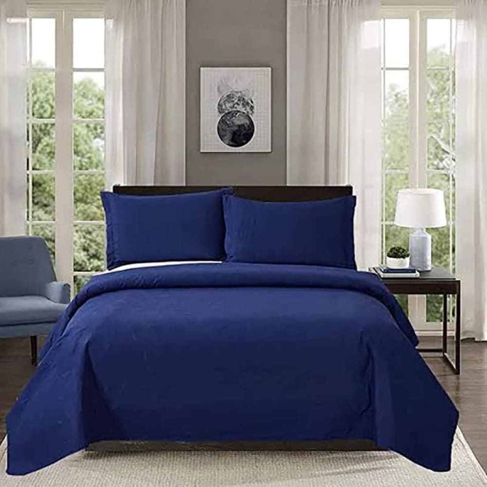 Navy Blue Bedspread Set 3 Pcs D-B02 Quilts & Comforters