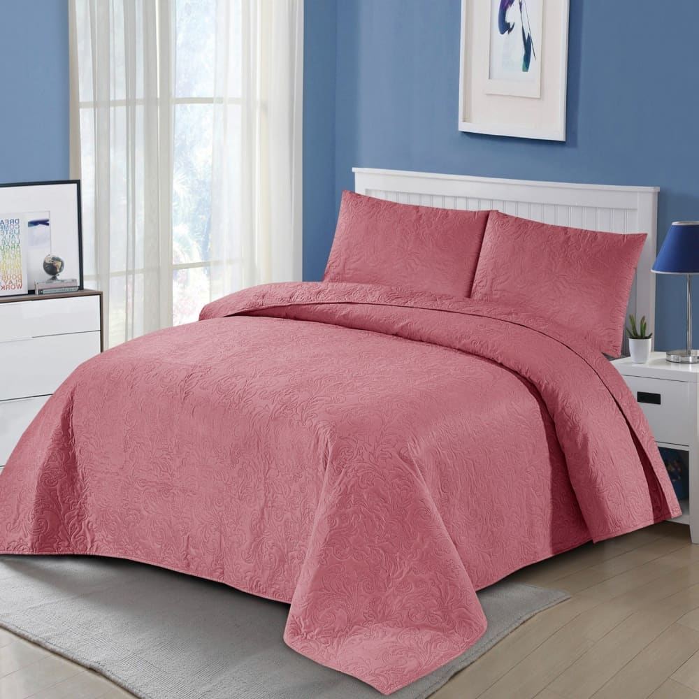 Pinkish Bedspread Set 3 Pcs D - B05 Quilts & Comforters