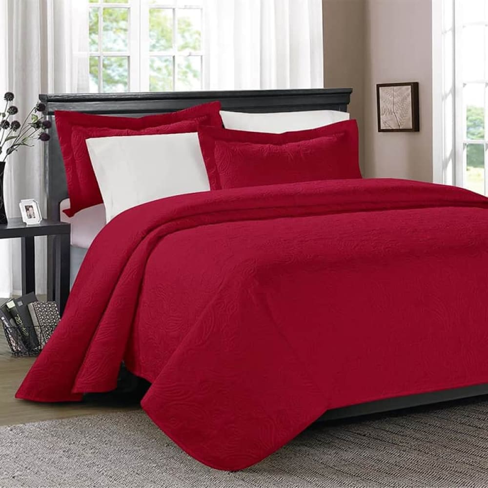 Red Bedspread Set 3 Pcs D-B03 Quilts & Comforters