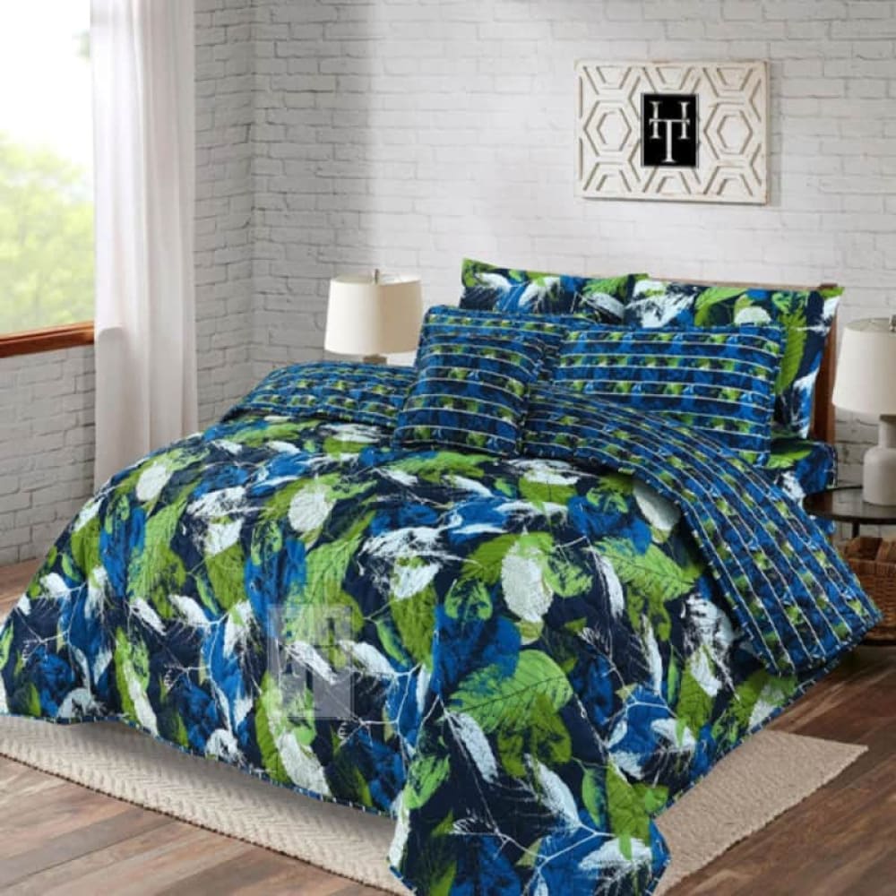 Tropical Leaf Comforter Set 7 Pcs D-801 Quilts & Comforters