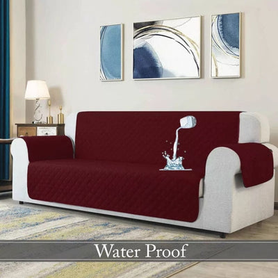 Waterproof Cotton Quilted Sofa Cover ﹙ Maroon ﹚ Quilts & Comforters