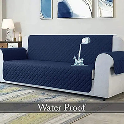 Waterproof Cotton Quilted Sofa Cover ﹙ Navy Blue ﹚ Quilts & Comforters