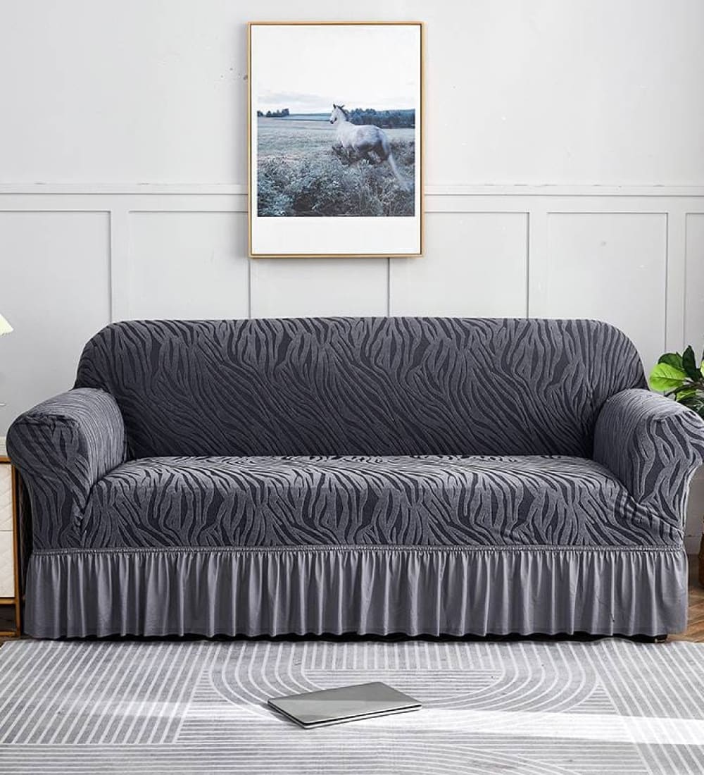 Zebra Style Velvet Sofa Cover﹙ Grey ﹚ Quilts & Comforters