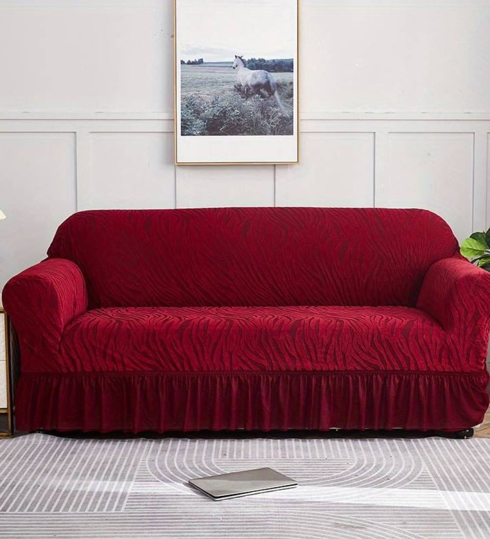 Zebra Style Velvet Sofa Cover﹙ Maroon ﹚ Quilts & Comforters